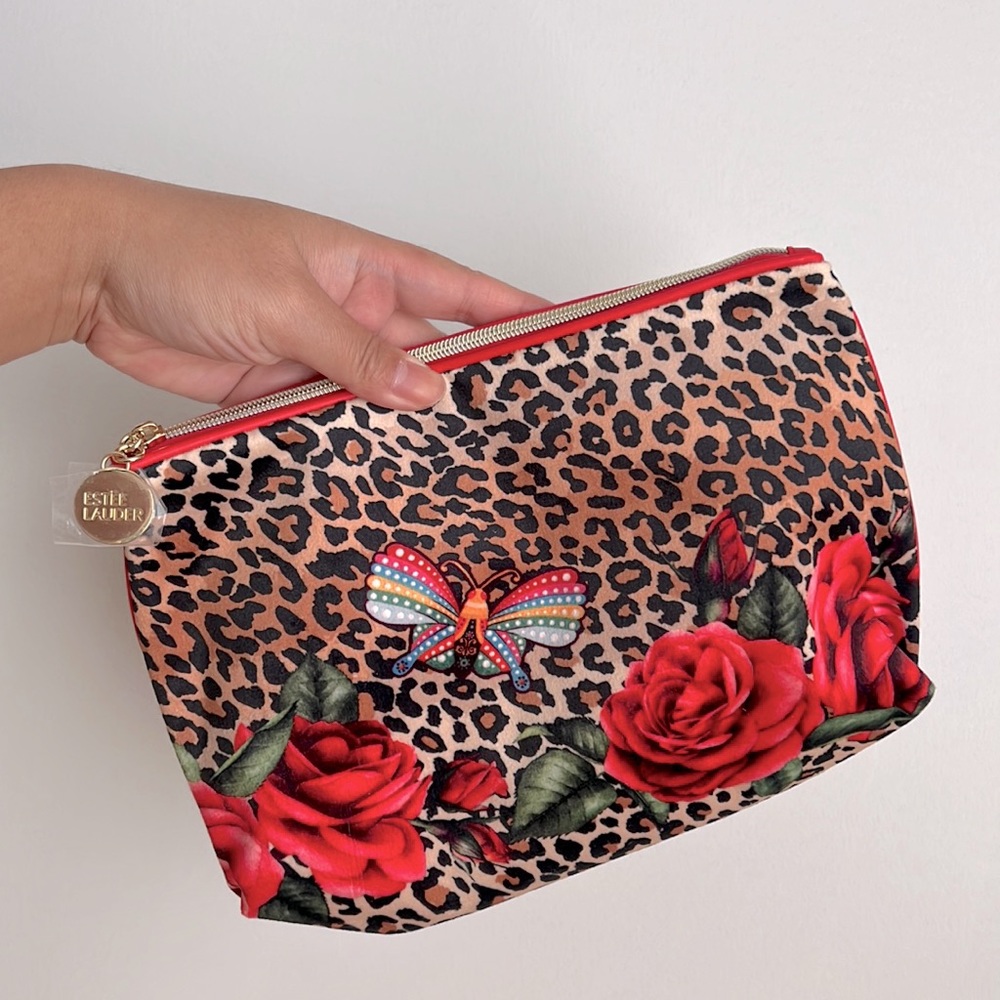 *free with purchase* Estée Lauder Leopard Print Makeup Pouch Bag with zipper